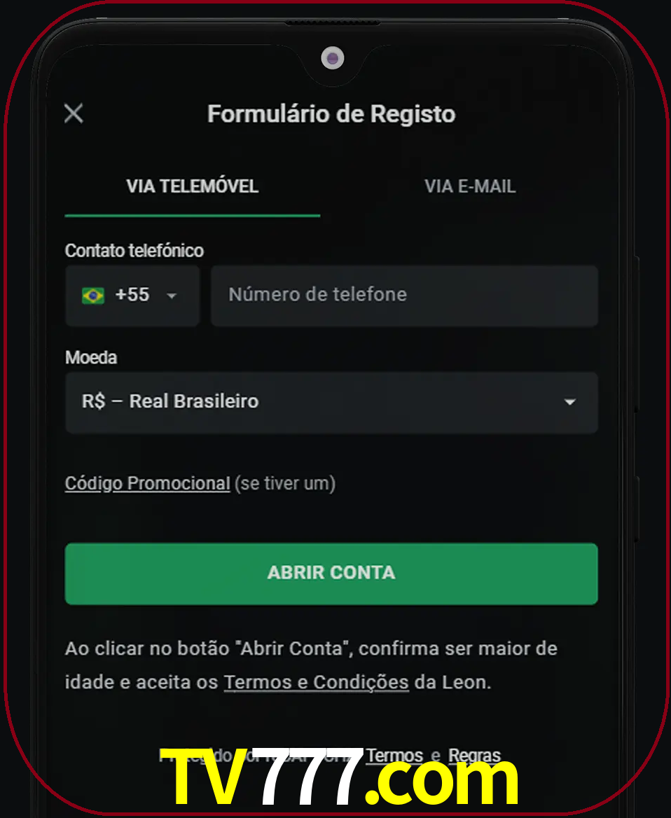 Abra o aplicativo e inicie o processo de registro.